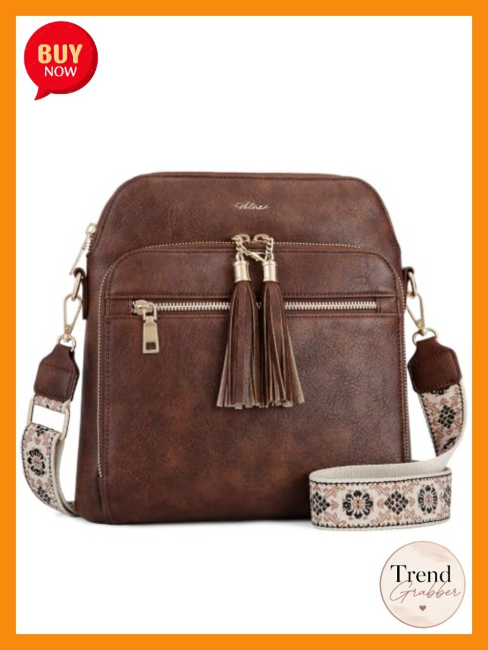 Vegan Leather Crossbody Bag RFID Blocking Anti Theft Travel Purse